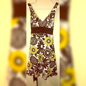 🌈Brown/Yellow/White tieback summer dress